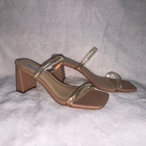Steve Madden Nude Clear Strap Block Heel Sandals